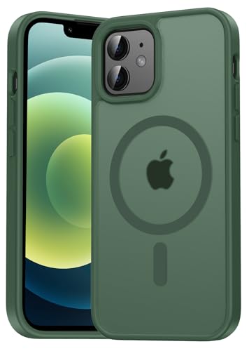 Natiiozie Magnetisch Hülle Kompatibel mit iPhone 12 Mini/iPhone 13 Mini, Matt Handyhülle Kompatibel mit MagSafe, Stoßfest Kratzfest Schutzhülle Nie Vergilbung Rückseite Dünn 5.4 Zoll Case Grün