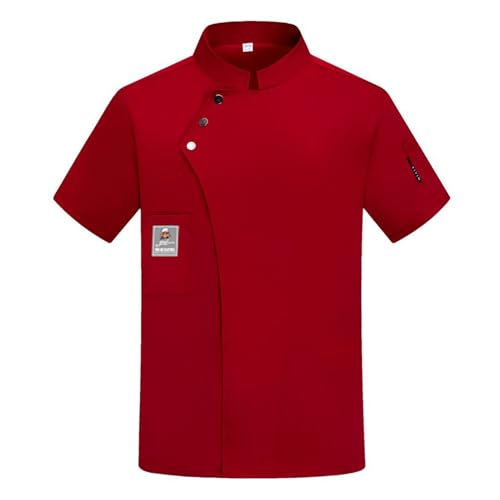 QJDFLL 2026 Unisex Herren Chef Mantel Jacke Frauen Küche Restaurant Kochen Arbeit Uniformen Hemd Tops(Wein,3XL)