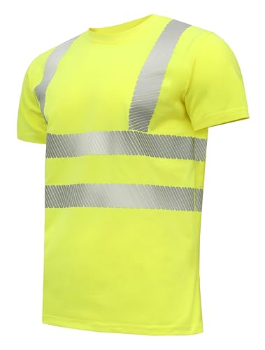 Högert Technik - JURAL II Warnschutz Polycotton-T-Shirt gelb M (50) | Warnweste Reflektierend Warnweste Atmungsaktiv Leicht Kurzarmshirt Kurzarm Arbeitskleidung Sichtbarkeit Hemden