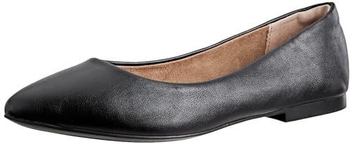 Amazon Essentials Damen Ballerinas mit spitzem Zehenbereich, Schwarz Kunstleder, 39 EU