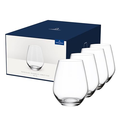 Villeroy & Boch - Ovid Wasserglas-Set 4 teilig 420 ml, Spülmaschinenfest, Wassergläser, Gläser Set, Besondere Trinkgläser, Gläser Für Wasser, Saftgläser, Kristallglas