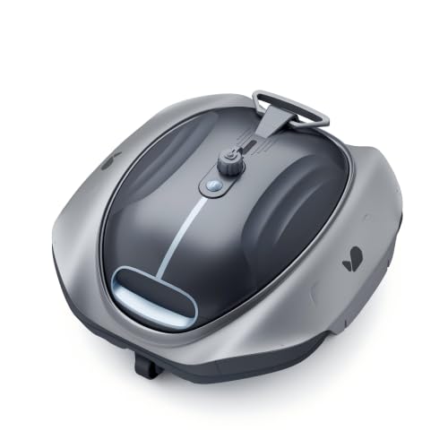 BUBLUE (2026 Neu) 300P Kabelloser Poolroboter für Aufstellpools, Doppelmotor Poolsauger Akku Automatische Poolreiniger mit Starker Saugkraft, Selbsteinparkfunktion, Doppelfilter & LED-Anzeige, Grau