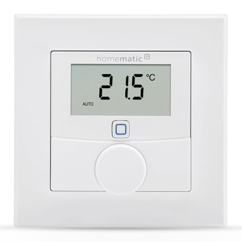 Homematic IP Wandthermostat mit Luftfeuchtigkeitssensor, Smart Home, digitales Thermostat Heizkörper/Fußbodenheizung mit App, Alexa, Google Home, Temperaturmessung, Energie sparen, 156669A0