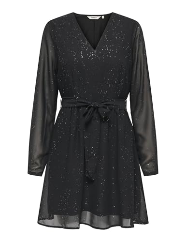 ONLY Damen Onlstar Life L/S Glitter Dress WVN, Black, Large