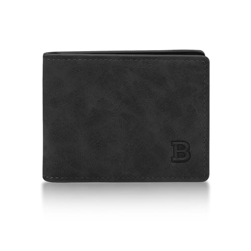 Energather Herren Geldbörse, PU-Leder Herren-Geldbörsen Mens Wallets mit Mehreren Kartenfächern für Männer, Portable Portemonnaie Herren Geldbeutel Herre mit Reißverschluss für Bargeld(schwarz)