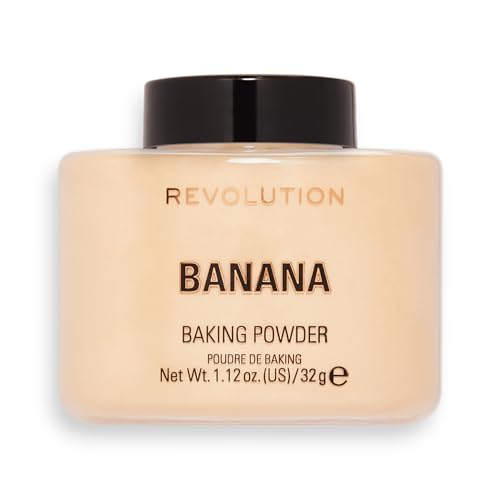 Makeup Revolution, Loose Baking Powder, Verlängert das Tragen von Makeup, Makeup Setting Powder, Banane, Für mittlere Hauttöne, 32g