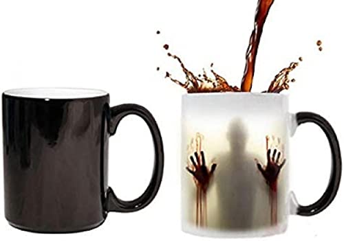 Keramik Tasse mit Thermoeffekt Halloween Deko Horrorgeschichte Walking Dead Magische Becher Farbwechsel Tasse Kaffeetasse Halloween Geschenke