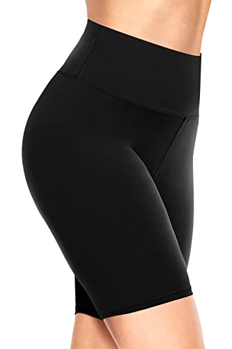 TNNZEET Radlerhose Damen Hohe Taille Kurze Sporthose Leggings Blickdicht Sommer Shorts Yoga Hose für Gym Sport (Schwarz,L-XL)