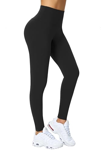 Enjoyoga Leggings Damen High Waist [mit Innentasche] -Blickdicht Sporthose Laufhose für Sport Yoga Gym -03(S-M, Schwarz)