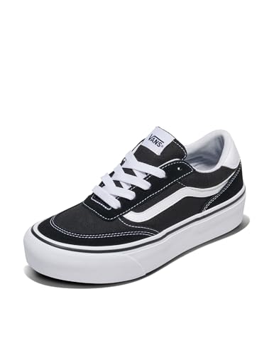 Vans Brooklyn Ls Plateau-Sneaker für Damen, Veloursleder-Leinwand schwarz weiß, 41 EU
