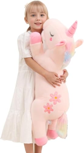 Dalmao 80cm Riesiges Einhorn Plüschtier, Rosa Einhorn Umarmung Kissen Lendenwirbelkissen, Körper Kissen für Kinder Jungen und Mädchen Geburtstage, Ostern