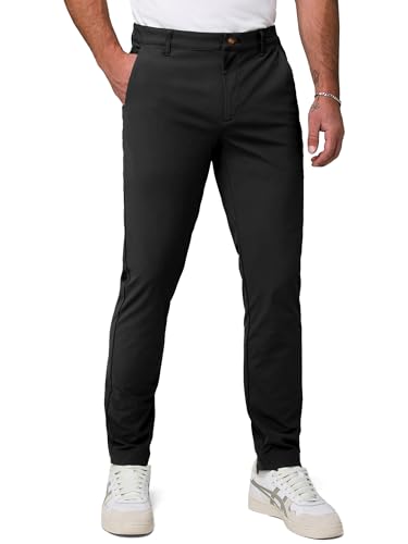 Elegancity Chino Hosen Herren Schwarz Freizeithose Regular Fit Funktionshose Wasserdicht Business Anzughose L