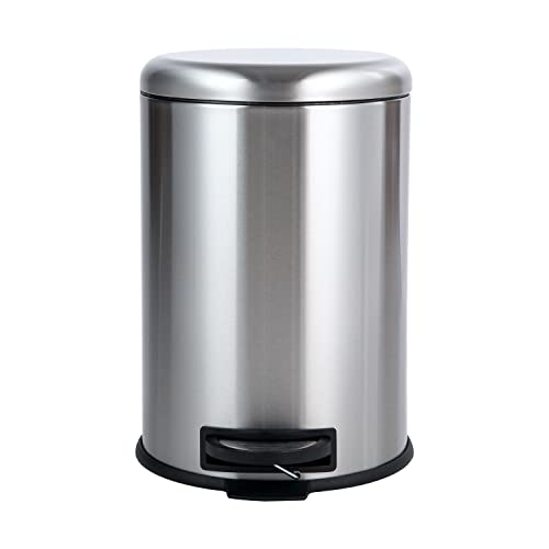 Amazon Basics Rund Tret-Mülleimer, Edelstahl, 20 l, Silberfarben