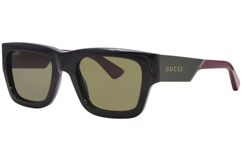 GUCCI Mens GG1668S Sunglasses, Black-Green-Green, 52