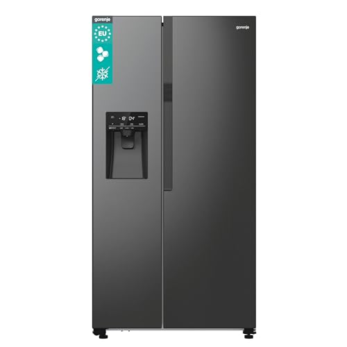 Gorenje NRR9185ESBXL Side by Side Kühl-Gefrierkombination/NoFrost Plus/Inverter Kompressor/Wasser- und Eiswürfelspender/SensoTech / 178,6 cm/Kühlteil 376 l/Gefrierteil 190 l/Schwarz