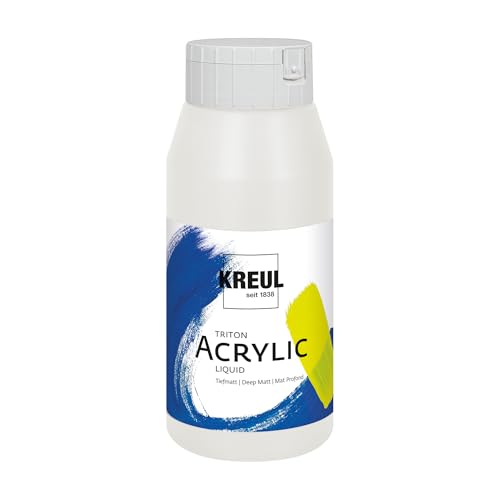 KREUL 17017 - Triton Acrylic Liquid Weiß 750 ml, Hochwertige Künstler-Acrylfarbe in Studienqualität mit leicht fließendem Charakter, tiefmatt auftrocknend