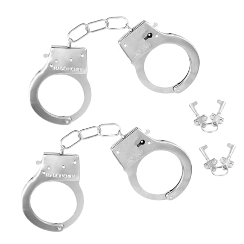 Kinderhandschellen, Polizei-Handschellen, Edelstahl-Handschellen - geeignet für Polizei-, Verbrecher- und Themenparty-Kostüme, Karneval, Halloween - 2er-Set