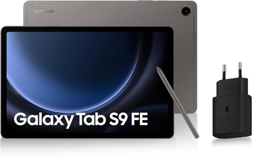Samsung Galaxy Tab S9 FE Tablet, 10.9 Inch WiFi 128GB, 25W Fast Mains Charger Included [Amazon Exclusive], S Pen Included, Long-Life Battery, IP 68 Certification, Charcoal, FR Version
