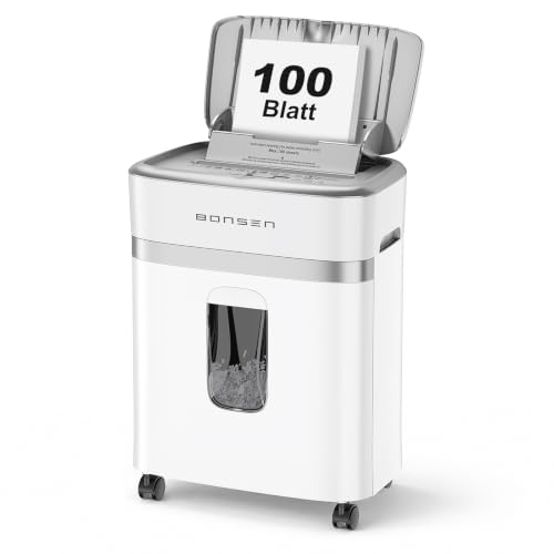BONSEN Aktenvernichter mit 100 Blatt Auto-Feed, P-4 Mikroschnitt Schredder