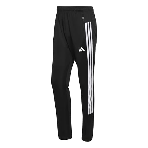 adidas Men's Workout Essentials All-Set 3-Stripes Knit Pant, Black/White, L