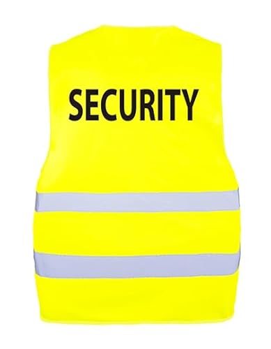 GIDUTEX Sicherheitsweste Warnweste Aufdruck Security oder Visitor mit reflektierenden Streifen waschbar (Security, M/L)