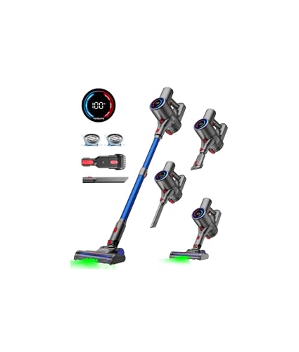 VersLife Akku Staubsauger 500W/45 Min/40kPa, Staubsauger Kabellos Selbstladender mit Smart LED-Display, Leichter Akkustaubsauger mit grünem Licht für Tierhaare/Hartböden/Teppiche/Auto