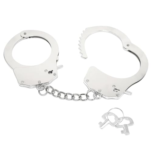 WSOAFVK Polizei Handschellen aus Metall, Handschellen Metall Spielzeug mit Schlüssel, Spielzeug Handcuffs, für Rollenspiel, Kostümzubehör, Mottoparty, Fasching und Karneval