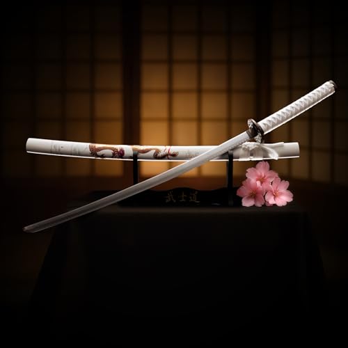 Katana Schwert Echt Set, Wakizashi, Tanto - Samurai Schwert aus Stahl - Samurai Schwerter als Anime Deko - Japanisches Sword mit ständer - Ninja Schwerter - 4KM100-405WH
