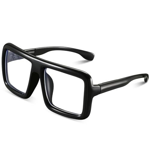 BBTO Nerd Brille mit Klaren Gläsern Retro Zauberer Brille Dicke Lustige Streber Brille Nerd Kostüm Brille für Erwachsene (Rechteckig)
