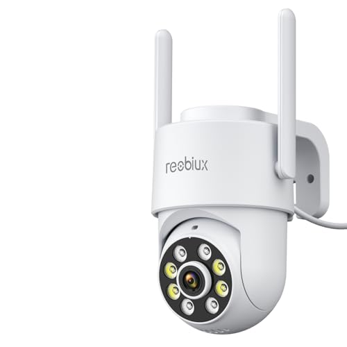 Reobiux 1080P Überwachungskamera Aussen,Kamera überwachung aussen/innen mit Farbige Nachtsicht,2.4/5Ghz WiFi,Bewegungserkennung,Alarm,Kabelgebunden,2-Wege Audio,Outdoor,USB,IP66