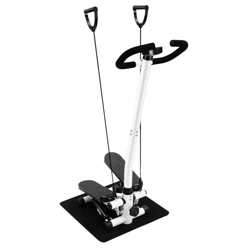 KANBCNG Fitness Stepper Übung Stepping Machine mit Lenker & Display Up-Down Swing Stepper Hometrainer Fitnessgeräte Bein/Arm Trainer Widerstandsfähigkeit 150kg Höhenverstellbar Trainingseinheit