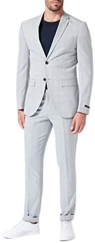 JACK & JONES Herren Jprfranco Check Suit Sn, Light Gray/Checks:super Slim Fit, 48