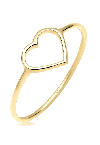Elli PREMIUM Ring Damen Herz Geo Minimal in 375 Gelbgold