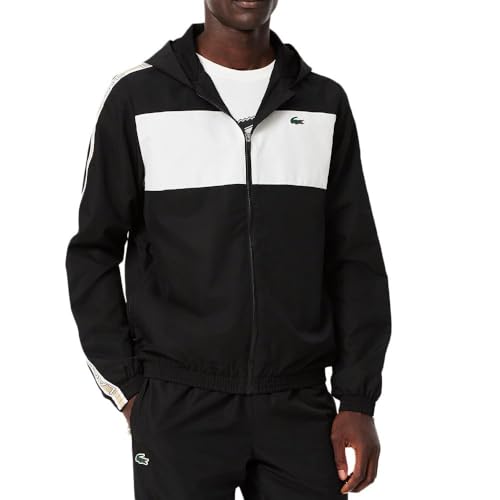 Lacoste Herren-Jacke, Schwarz/Weiß, Colour Block Logo, Schwarz , S