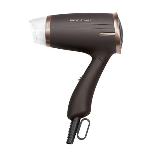 ProfiCare® Haartrockner klappbar | Hair Dryer 1400W | platzsparend mit Klappgriff | kompakter Airstyler | 2 Stufen | Kaltstufe für Style-Fix | Überhitzungsschutz | PC-HT 3009 braun