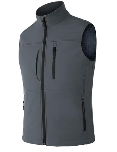 Zzkouine Softshell Weste Herren Fahrradweste Winddichte Ärmellose Jacke Sportlich Trainingsjacke Mehrere Taschen Warmer Golf Softshellweste Für Männer Stichschutzweste Ärmellose Jacke