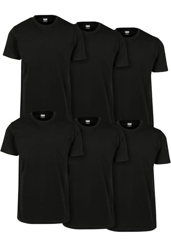Urban Classics Herren T-Shirt Basic Tee 6-Pack, Basic T-Shirt für Männer, 100% Baumwolle, Rundhals, Regular Fit