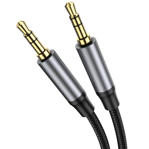 KAYQINHO 3.5mm Audiokabel 1M, Hi Fi Sound Nylon geflochtenes Hilfs-Audiokabel-Adapter männlich zu männlich AUX-Kabel für Kopfhörer, Auto, Heimstereos, Lautsprecher, iPhone, iPad, iPod, Echo und mehr