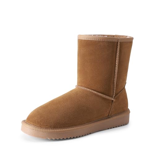 DREAM PAIRS Damen Stiefeletten Winterstiefel wasserfest warme Schneestiefel Wärme und Komfort Boots Stiefel für Damen FuzzyClassic Stiefel,Size 39,Chestnut,SDSB25004W