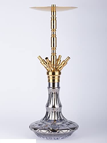 WD Hookah Edelstahl Shisha Wasserpfeife G30G-24 Shiny Grey/Gold