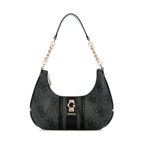 GUESS Schultertasche Erenia Top Zip Shoulder Bag Coal Logo dunkelgrau