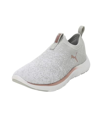 PUMA Damen Softride Remi Slip-on Knit Wn's Road Running Shoe, Ash Gray Puma White Rose Gold, 40 EU