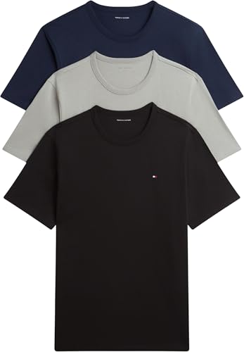 Tommy Hilfiger Herren S/S T-Shirt, Gold (Carbon Navy/Black/Antique Silver), M