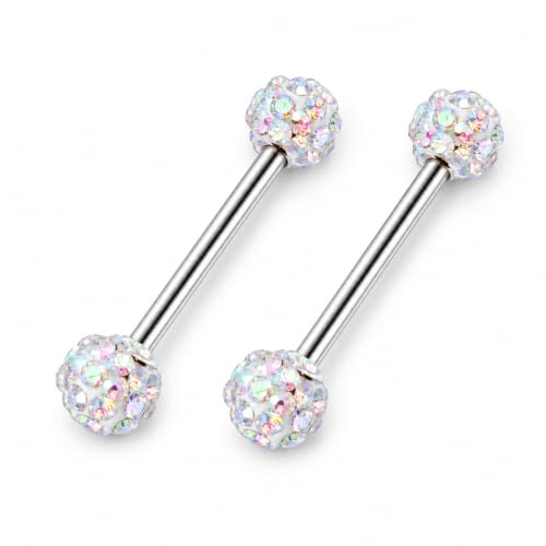QZKJQDD Zungenpiercing Nippelpiercing 1 Paar, 14G Edelstahl, Farbe