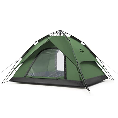 Naturehike Pop Up Zelt Wurfzelte Automatik Campingzelt 3-4 Personen Doppeldeck Kuppelzelt Großes Familienzelt mit Tragetasche (Waldgrün - 3P)