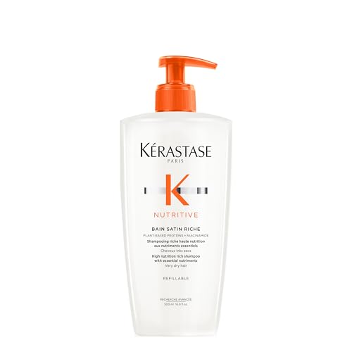 Kérastase Nutritive, Shampoo für sehr trockenes Haar, Feuchtigkeitsspendendes und revitalisierendes Haarbad, Ohne Parabene, Bain Satin Riche High Nutrition Rich Shampoo, 500 ml