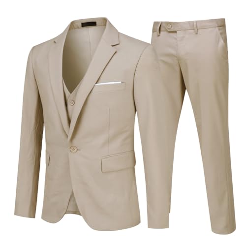 Allthemen Anzug Herren Slim Fit 3 Teilig Anzüge Herrenanzug Sakko Hochzeit Business Griege XL
