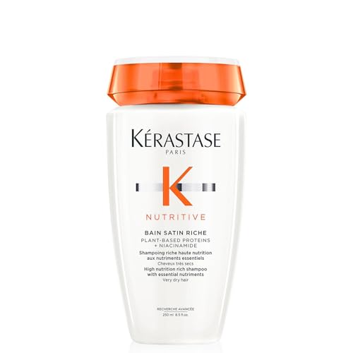 Kérastase Nutritive, Shampoo für sehr trockenes Haar, Feuchtigkeitsspendendes und revitalisierendes Haarbad, Ohne Parabene, Bain Satin Riche High Nutrition Rich Shampoo, 250 ml