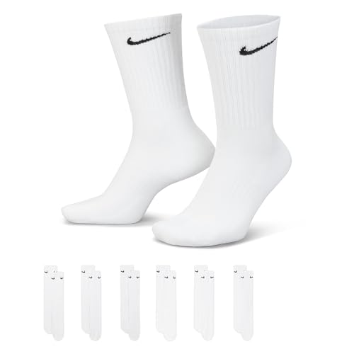 Nike Men's Everyday Cushion Crew-trainingssocken (6 Paar), White/Black, L
