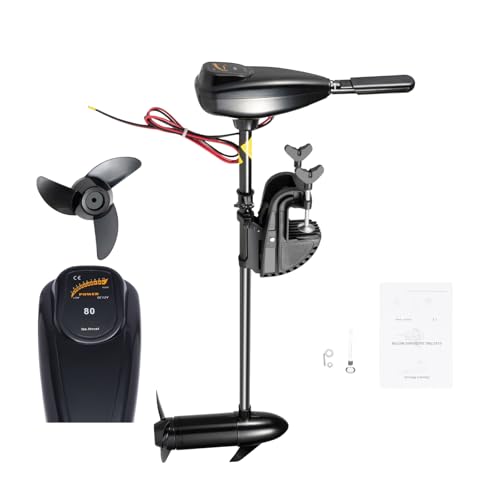 LENJKYYO Außenborder, 800W 12V Elektromotor Boot, 80LBS Schub Elektrischer Außenborder 1.2PS mit 5 Vorwärts- & 3 Rückwärtsgängen, Langwelle für Schlauchboot mit Elektromotor, Kajak, Motorboot